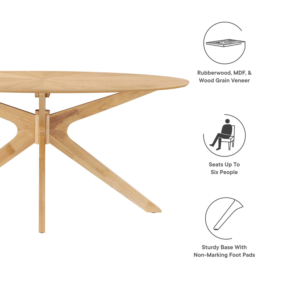 Crossroads Oval Wood Dining Table by Modway