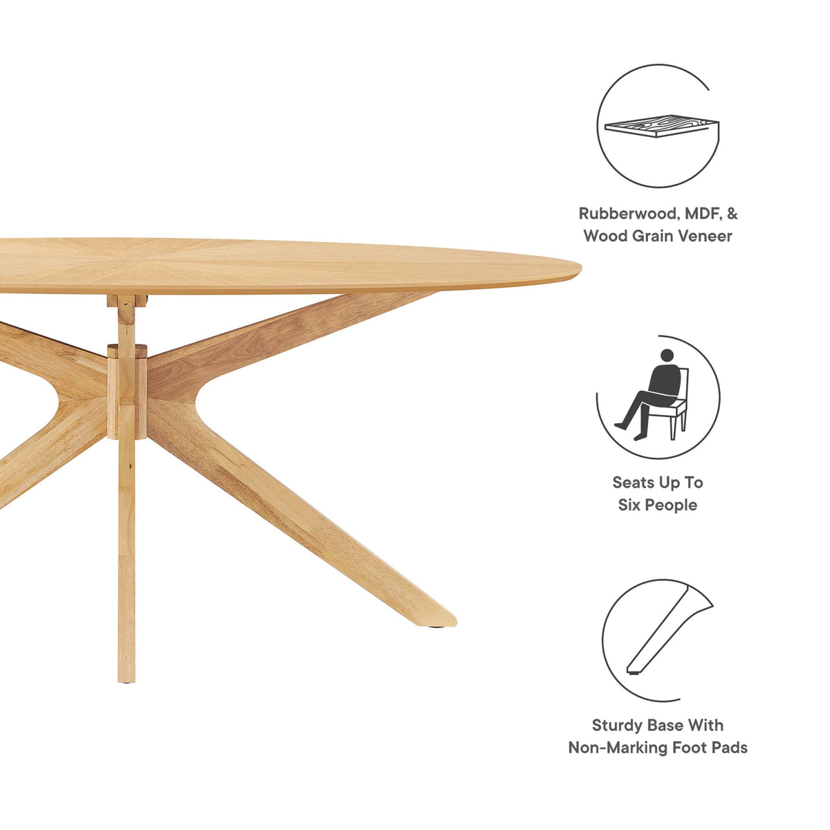 Crossroads Oval Wood Dining Table by Modway