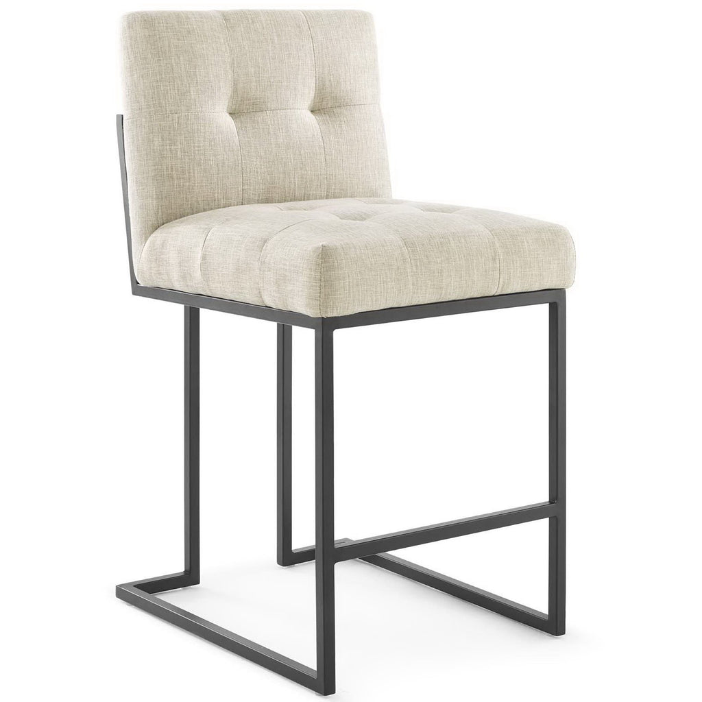 Privy Black Stainless Steel Upholstered Fabric Counter Stool by Modway