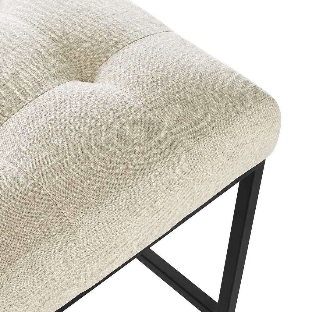 Privy Black Stainless Steel Upholstered Fabric Counter Stool by Modway