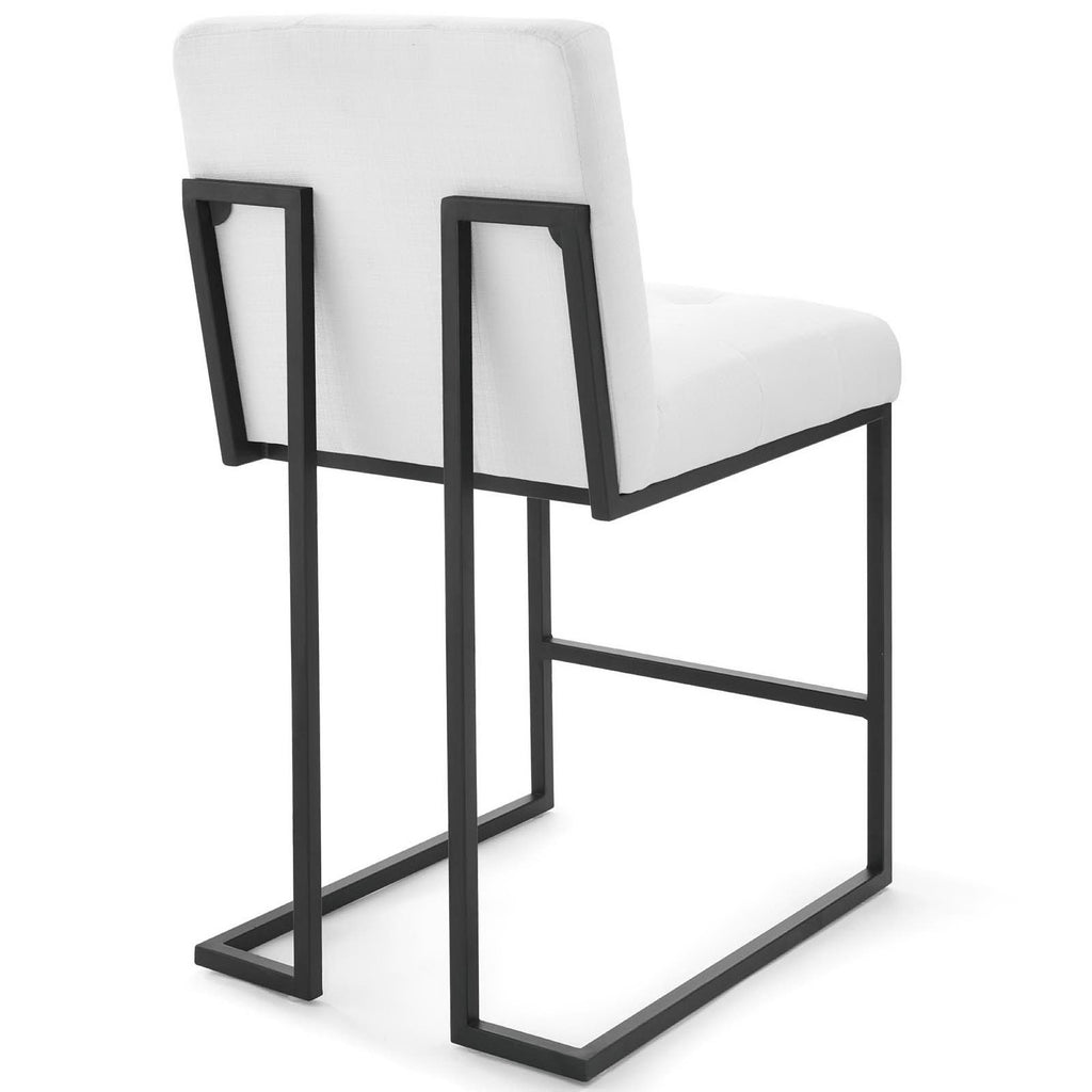 Privy Black Stainless Steel Upholstered Fabric Counter Stool by Modway