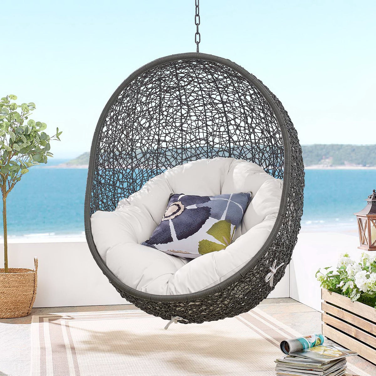 Hide Outdoor Patio Sunbrella® Swing Chair With Stand by Modway