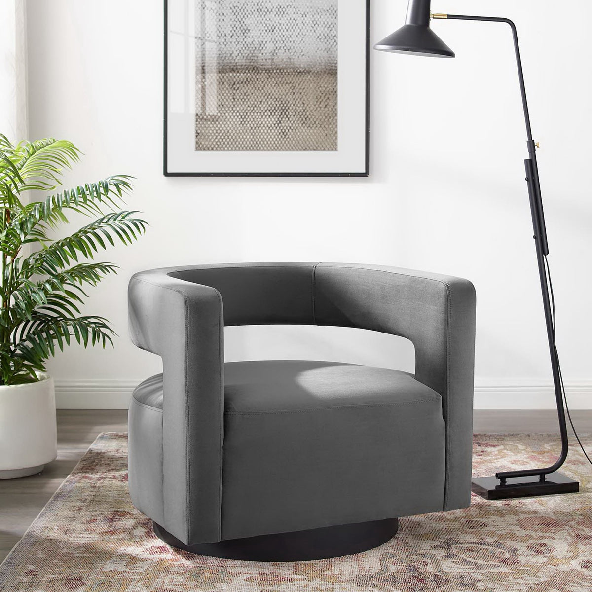 Spin Cutaway Performance Velvet Swivel Armchair by Modway