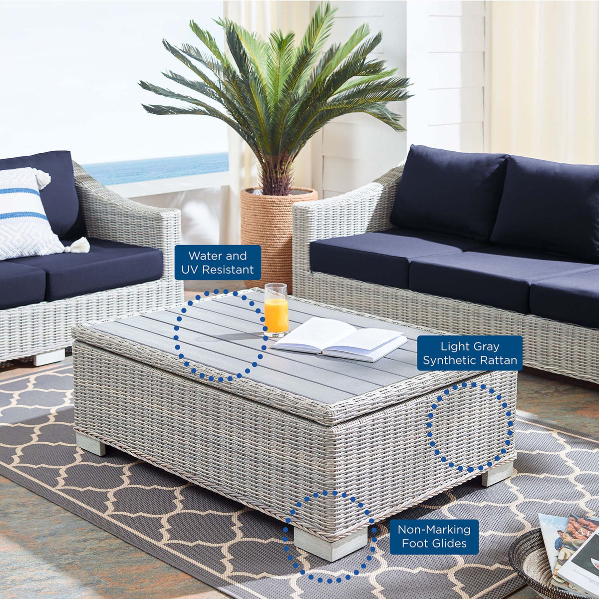 Conway Outdoor Patio Wicker Rattan Coffee Table by Modway