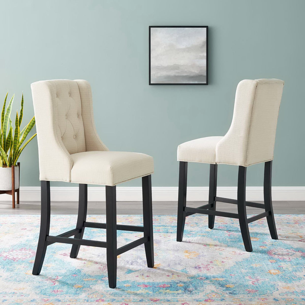 Baronet Upholstered Fabric Counter Bar Stool Set of 2 by Modway