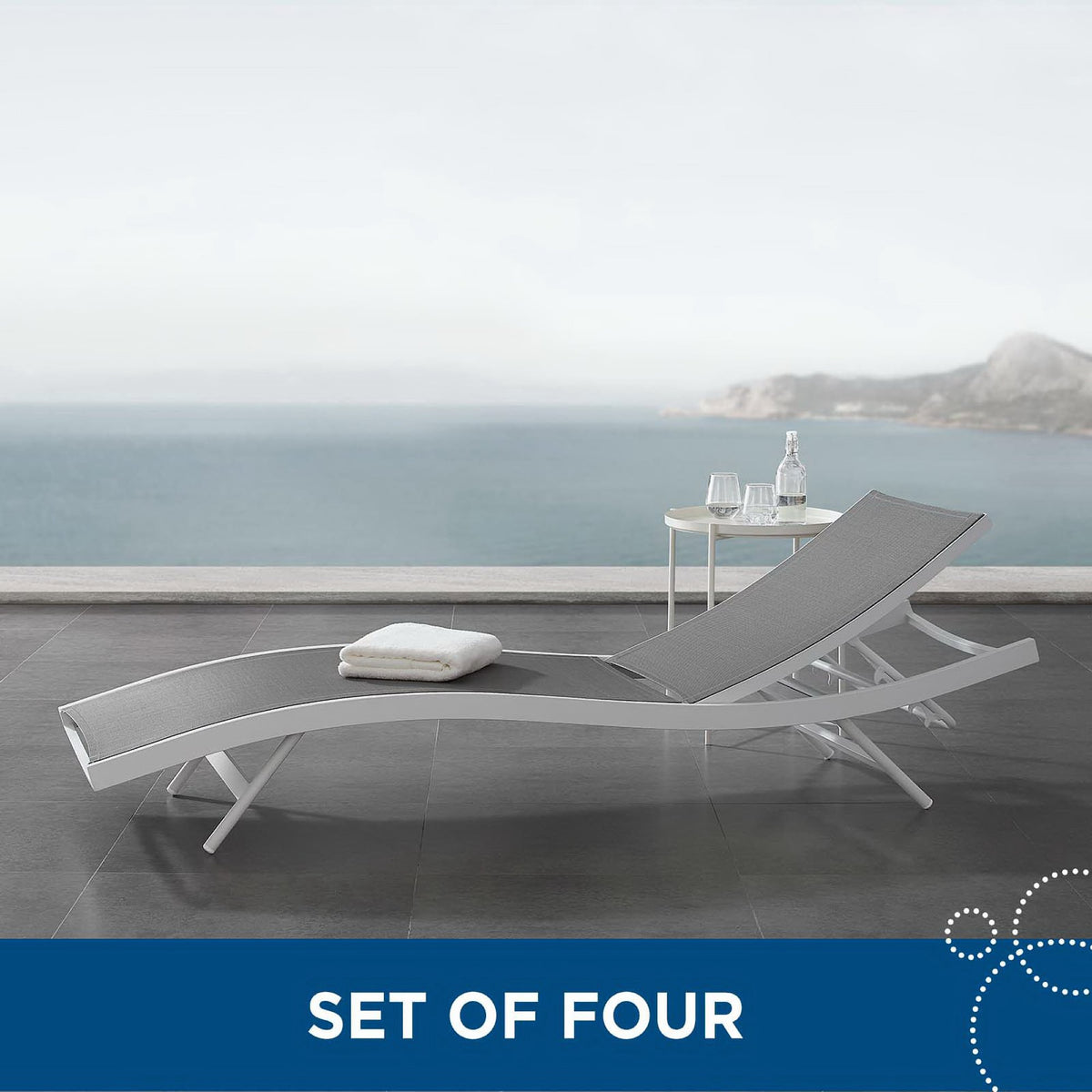 Glimpse Outdoor Patio Mesh Chaise Lounge Set of 4 by Modway