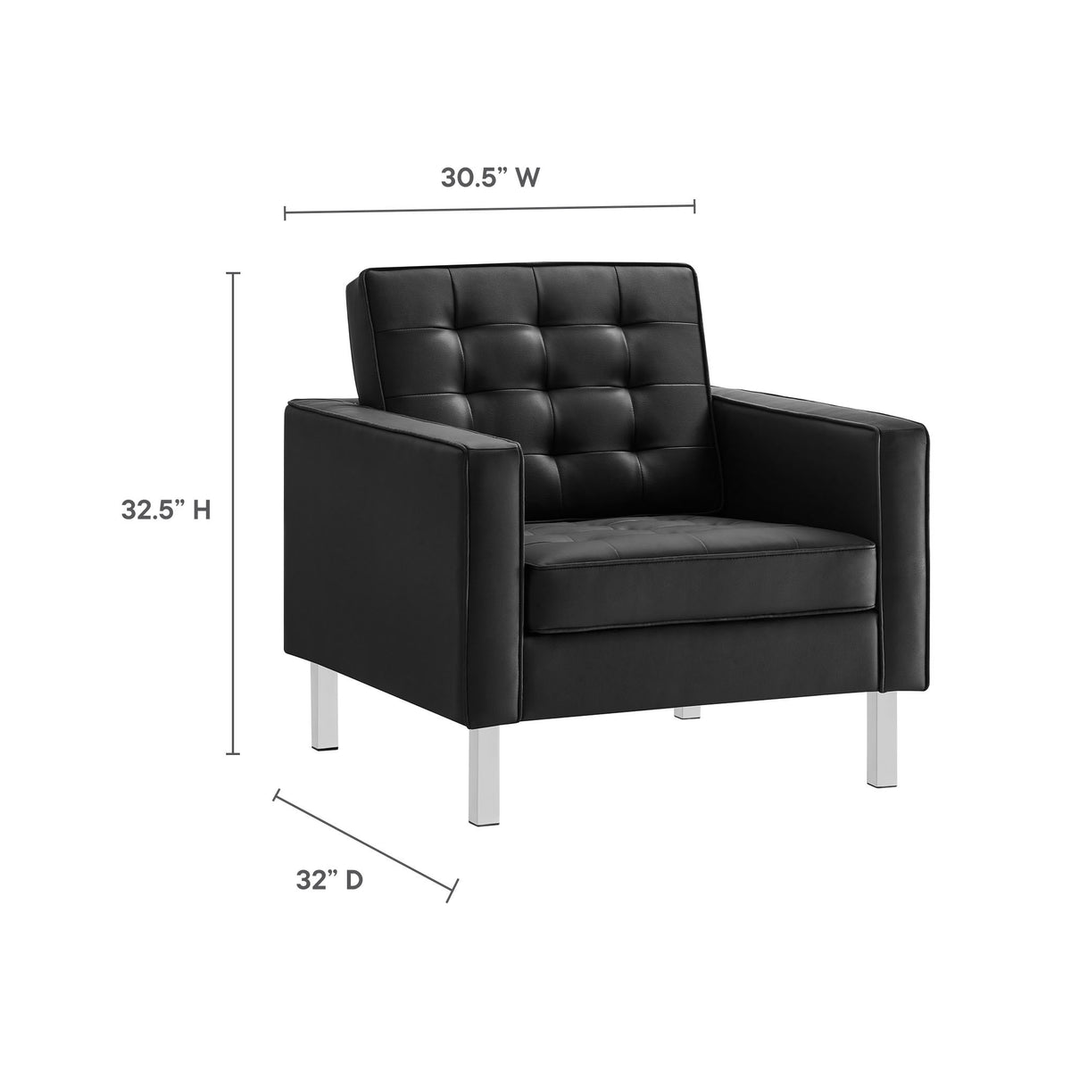 Loft Tufted Upholstered Faux Leather Loveseat and Armchair Set by Modway