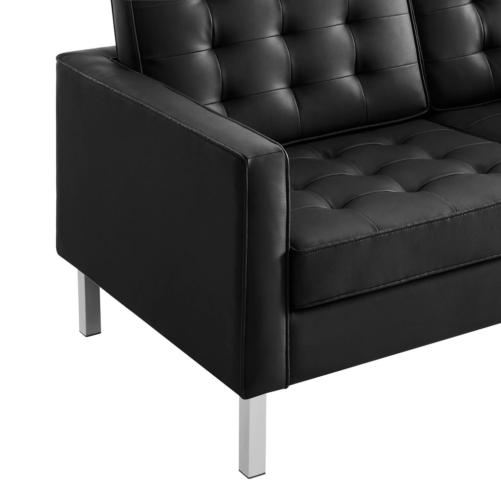 Loft Tufted Upholstered Faux Leather Loveseat and Armchair Set by Modway