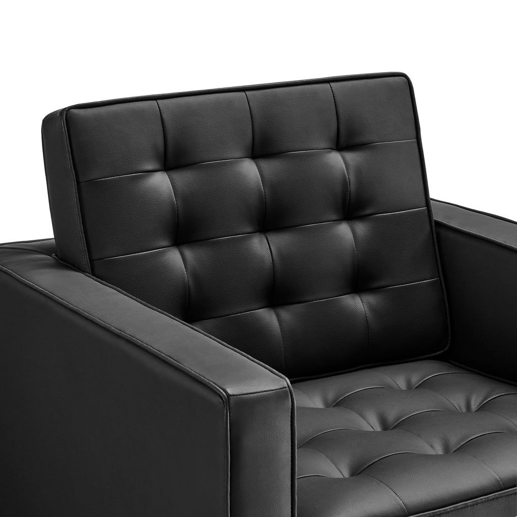 Loft Tufted Upholstered Faux Leather Loveseat and Armchair Set by Modway