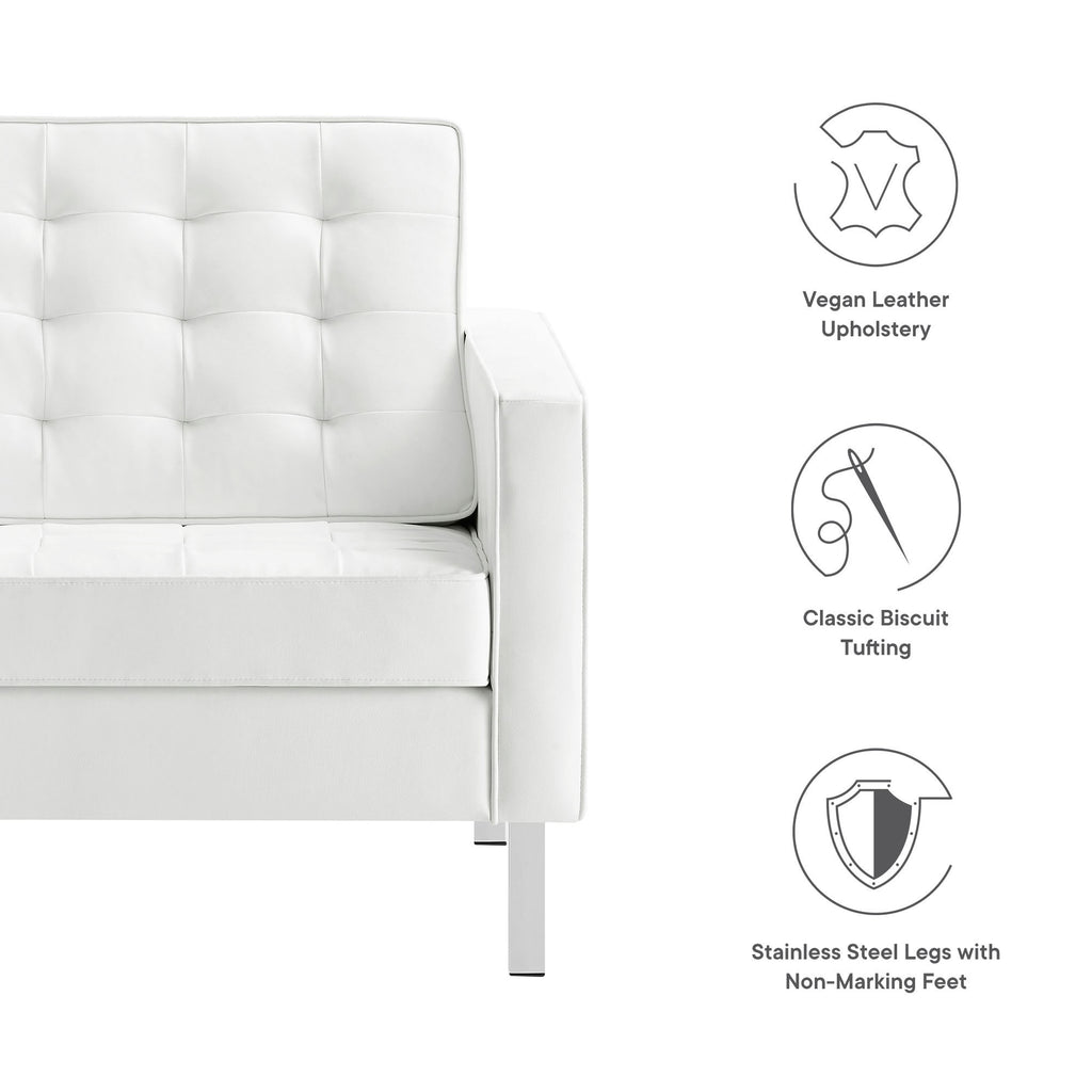 Loft Tufted Upholstered Faux Leather Loveseat and Armchair Set by Modway