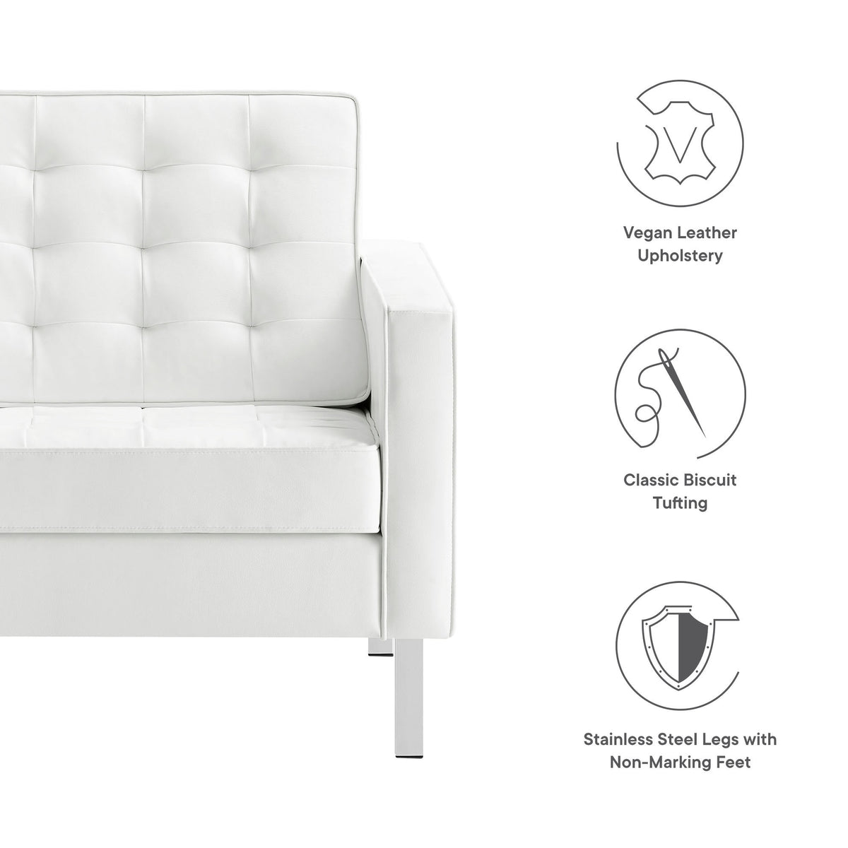 Loft Tufted Upholstered Faux Leather Loveseat and Armchair Set by Modway