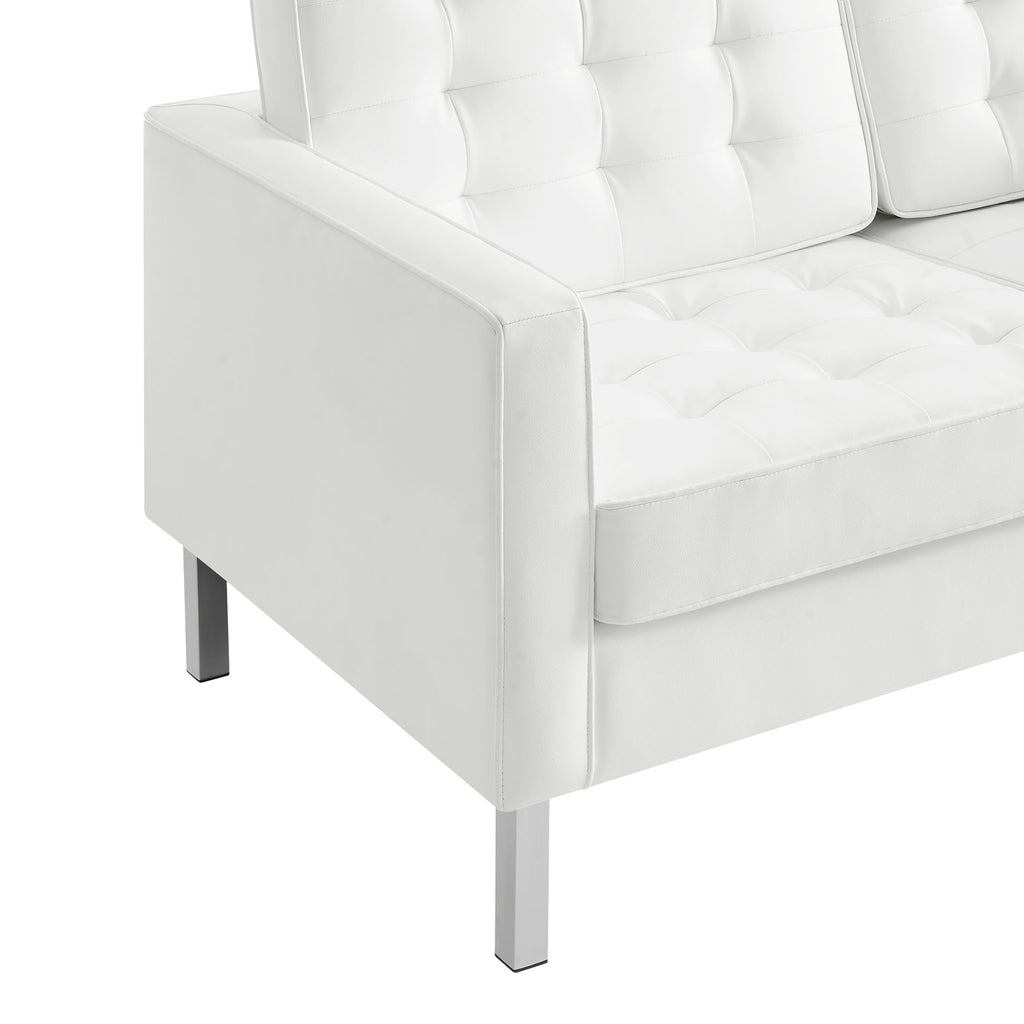 Loft Tufted Upholstered Faux Leather Loveseat and Armchair Set by Modway