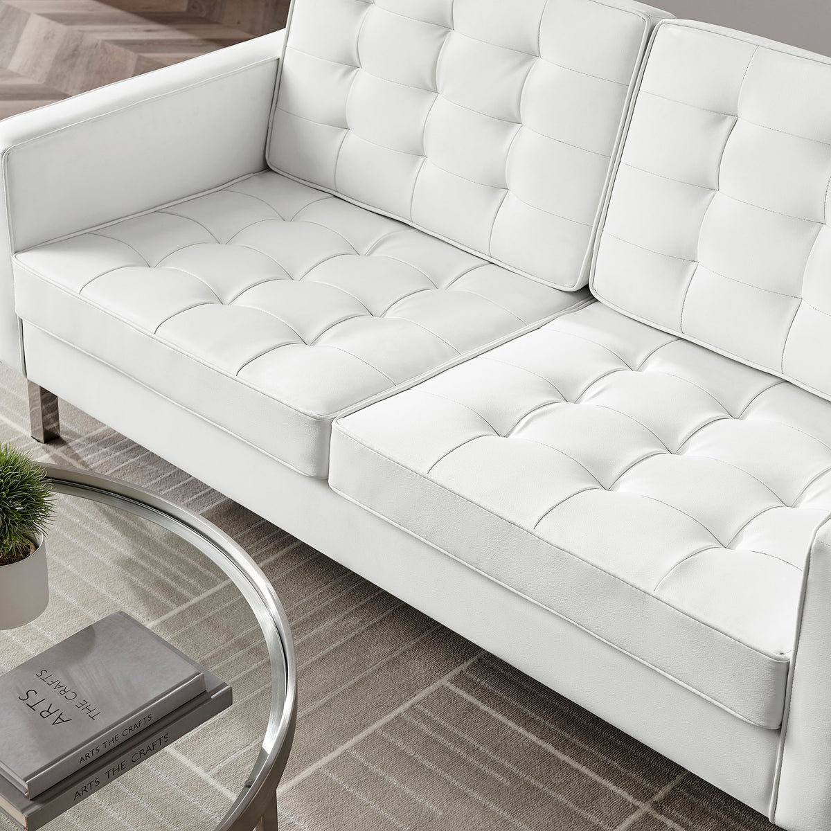 Loft Tufted Upholstered Faux Leather Loveseat and Armchair Set by Modway
