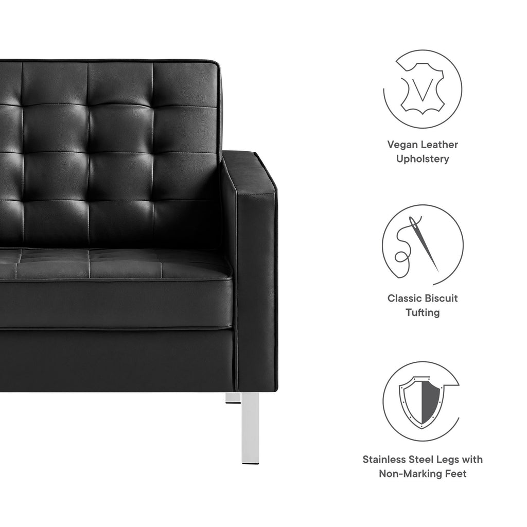 Loft 3 Piece Tufted Upholstered Faux Leather Set by Modway