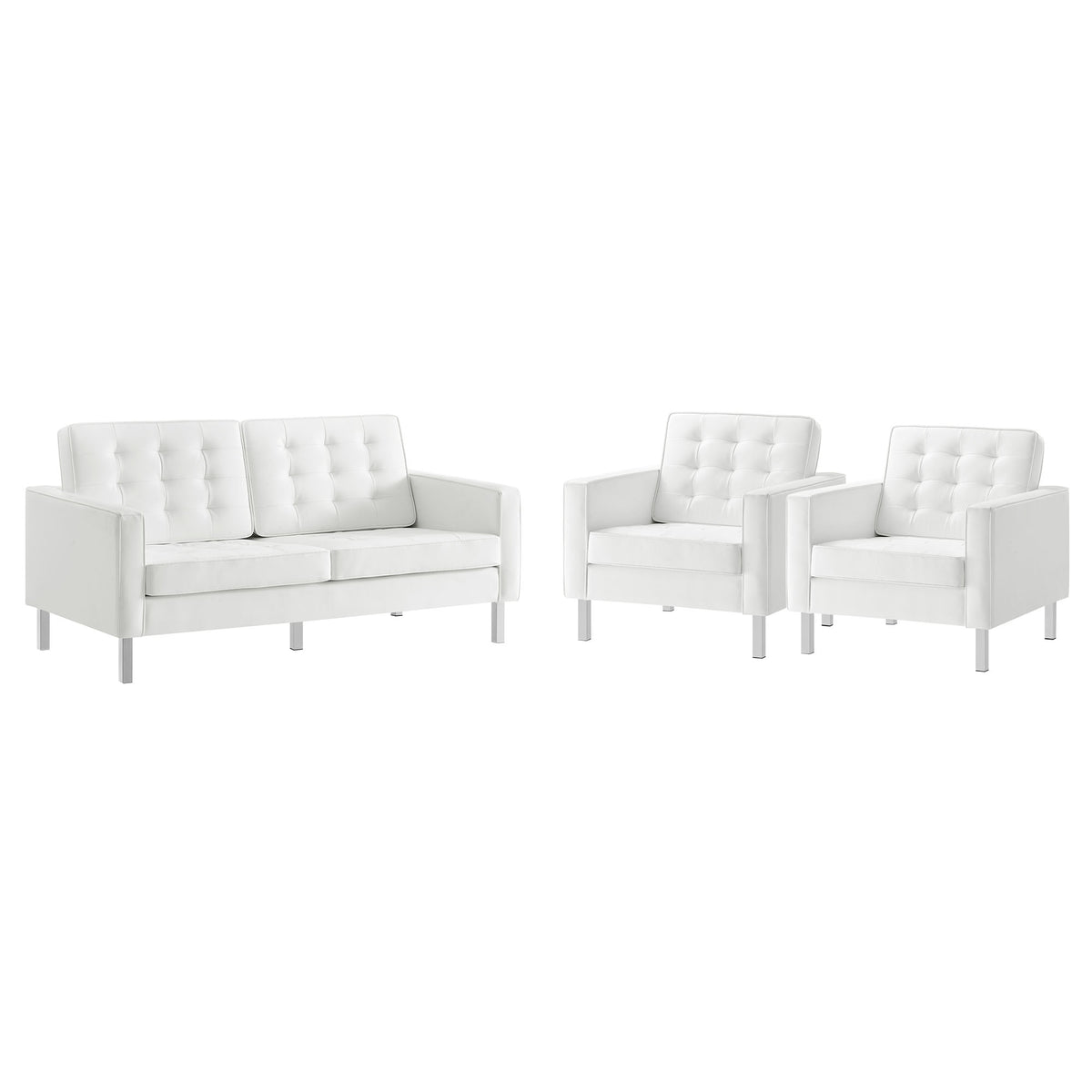 Loft 3 Piece Tufted Upholstered Faux Leather Set by Modway