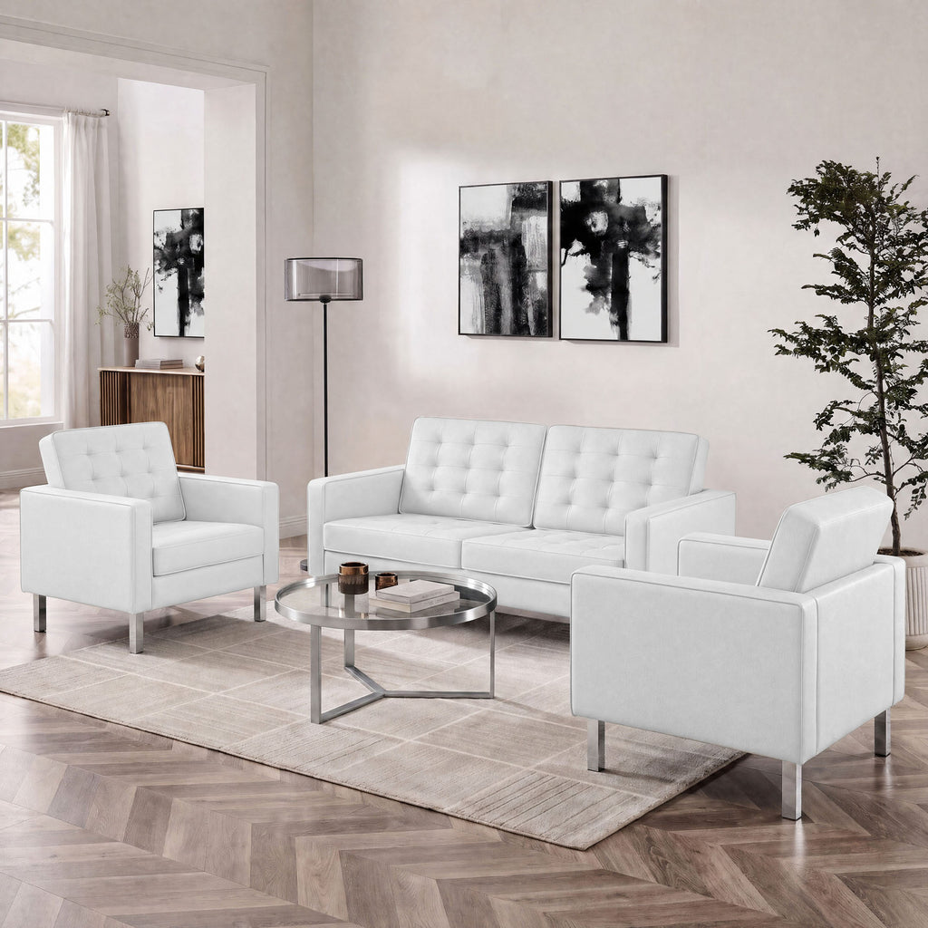 Loft 3 Piece Tufted Upholstered Faux Leather Set by Modway