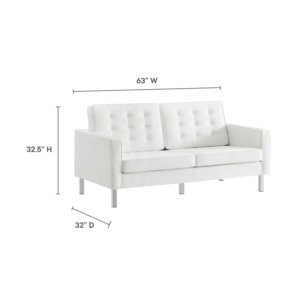 Loft 3 Piece Tufted Upholstered Faux Leather Set by Modway