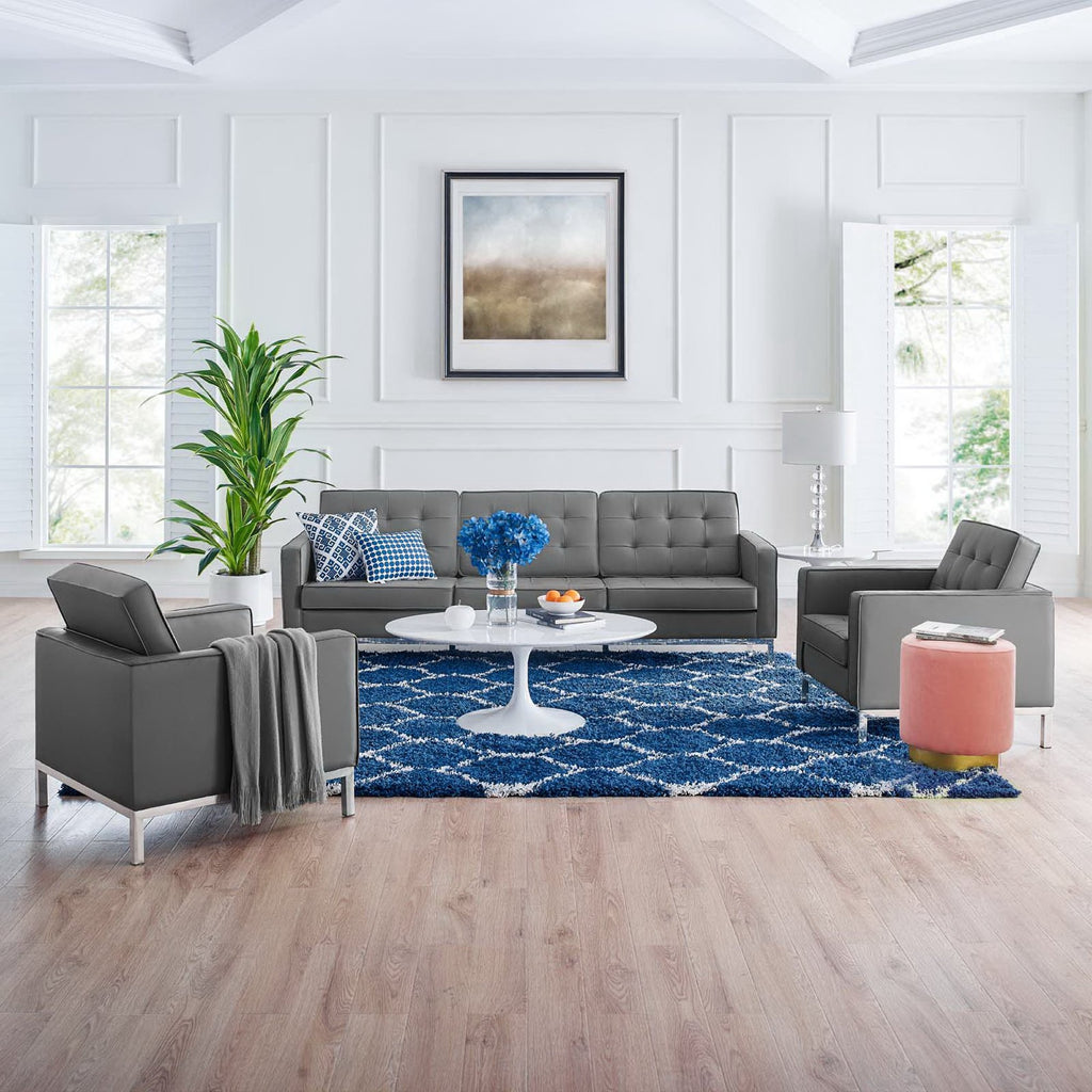 Loft 3-Piece Tufted Vegan Leather Furniture Set by Modway