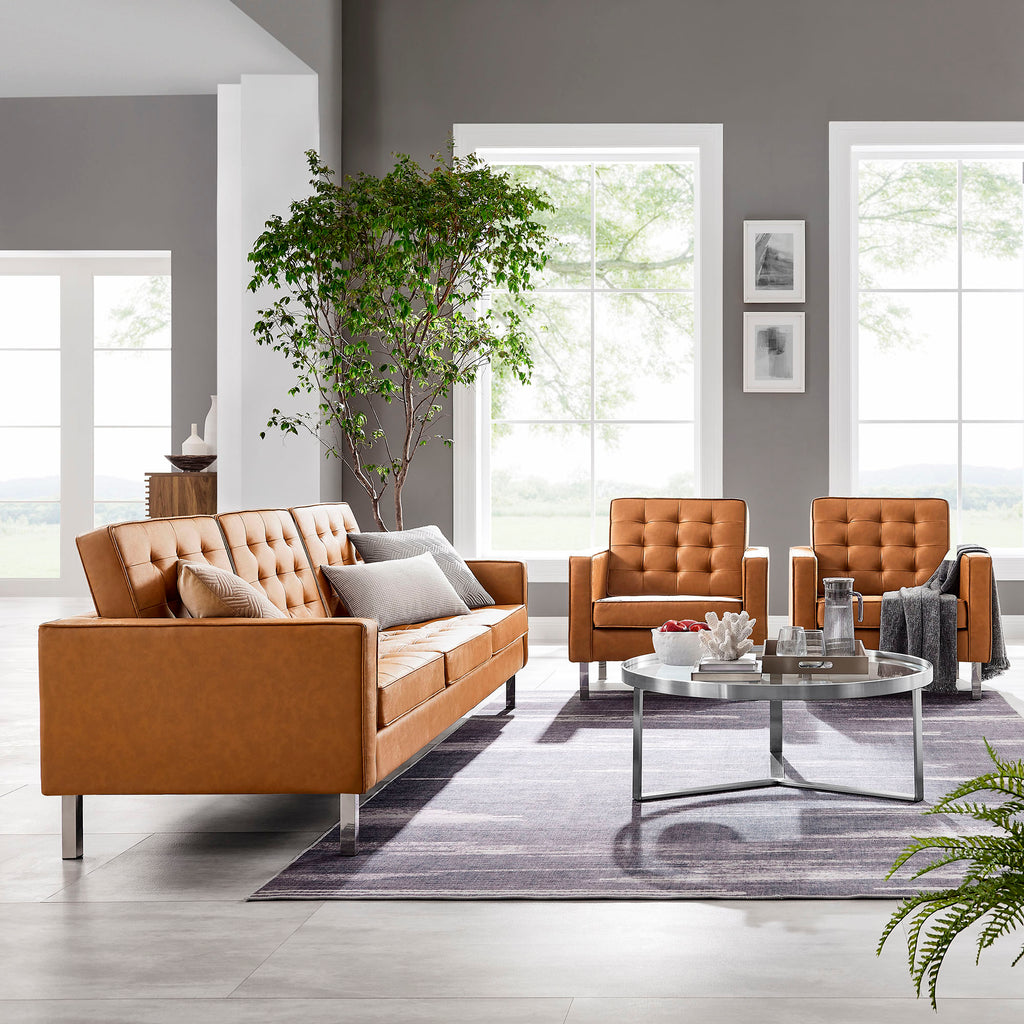Loft 3-Piece Tufted Vegan Leather Furniture Set by Modway