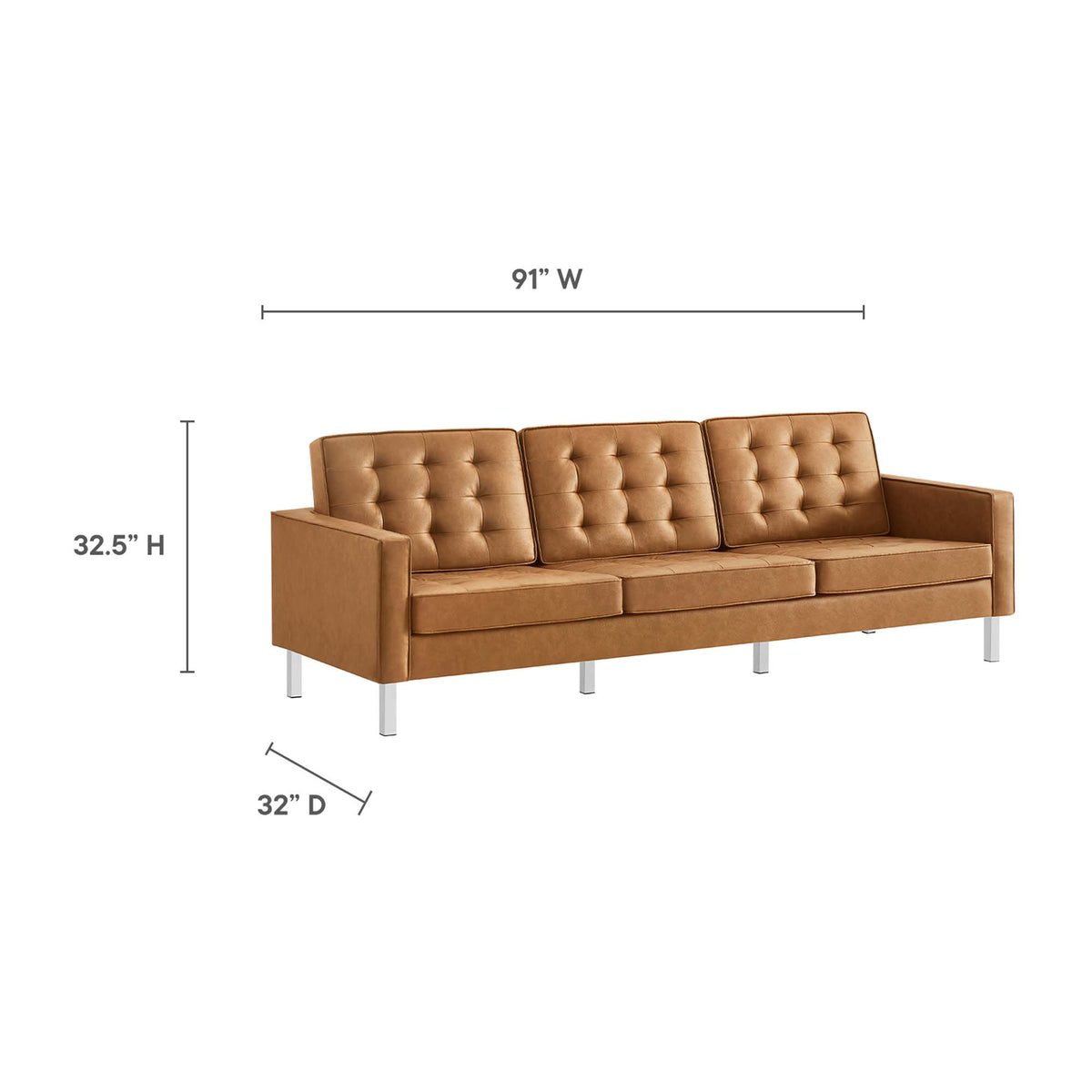 Loft 3-Piece Tufted Vegan Leather Furniture Set by Modway