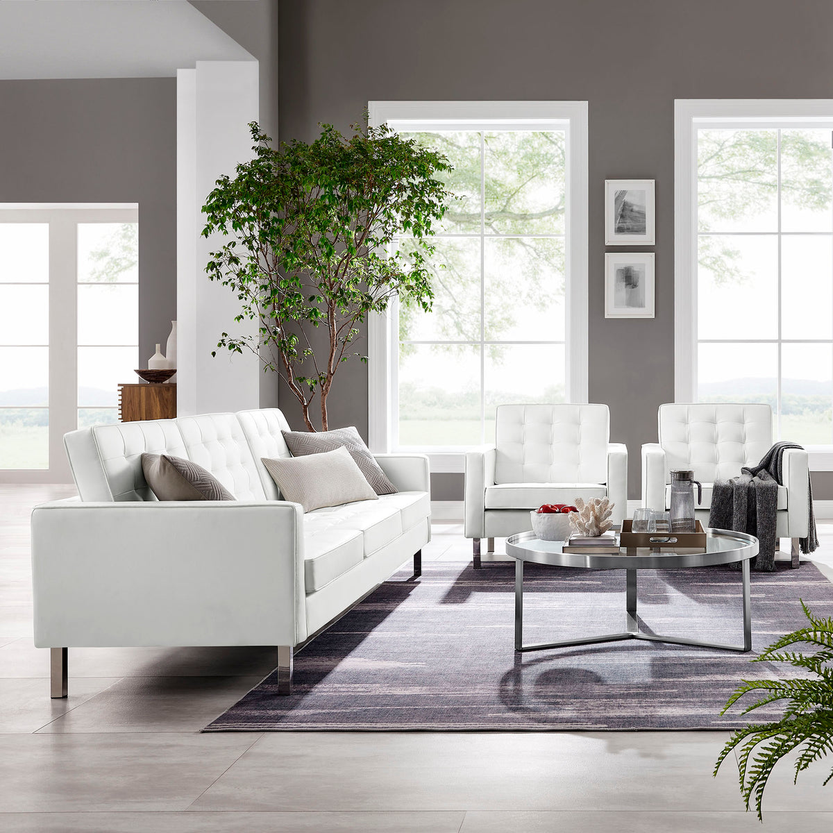 Loft 3-Piece Tufted Vegan Leather Furniture Set by Modway