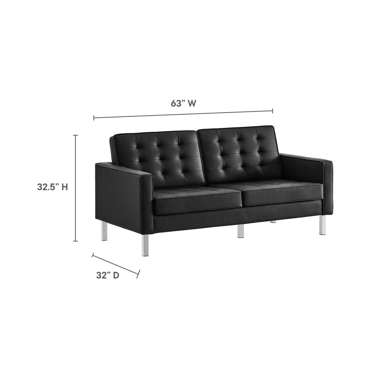 Loft 3 Piece Tufted Upholstered Faux Leather Set by Modway