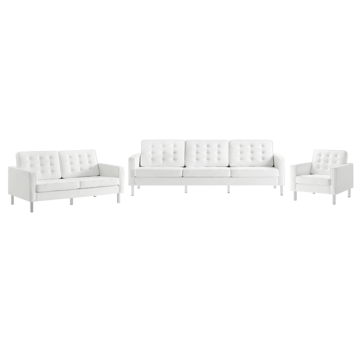 Loft 3 Piece Tufted Upholstered Faux Leather Set by Modway