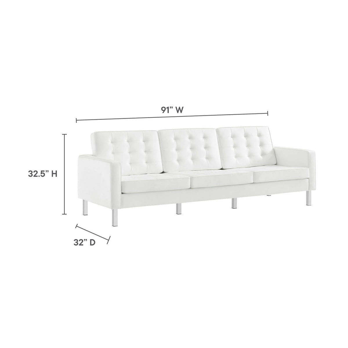 Loft 3 Piece Tufted Upholstered Faux Leather Set by Modway