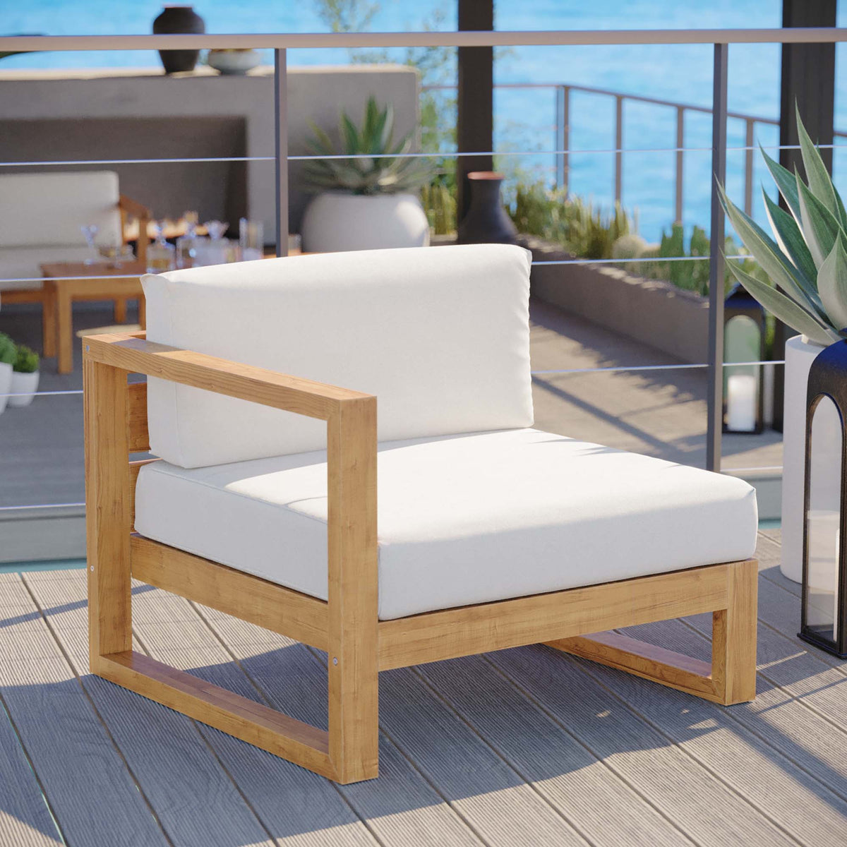 Upland Outdoor Patio Teak Wood Left-Arm Chair by Modway