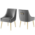 Discern Pleated Back Upholstered Performance Velvet Dining Chair Set of 2 by Modway