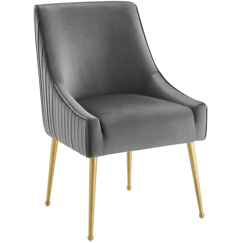 Discern Pleated Back Upholstered Performance Velvet Dining Chair Set of 2 by Modway