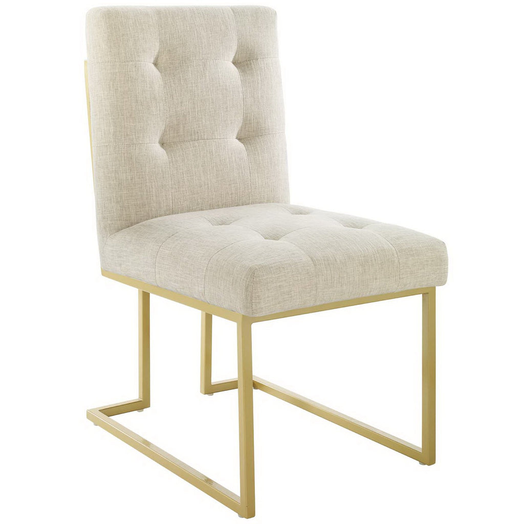 Privy Gold Stainless Steel Upholstered Fabric Dining Accent Chair Set of 2 by Modway