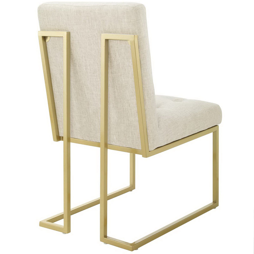 Privy Gold Stainless Steel Upholstered Fabric Dining Accent Chair Set of 2 by Modway