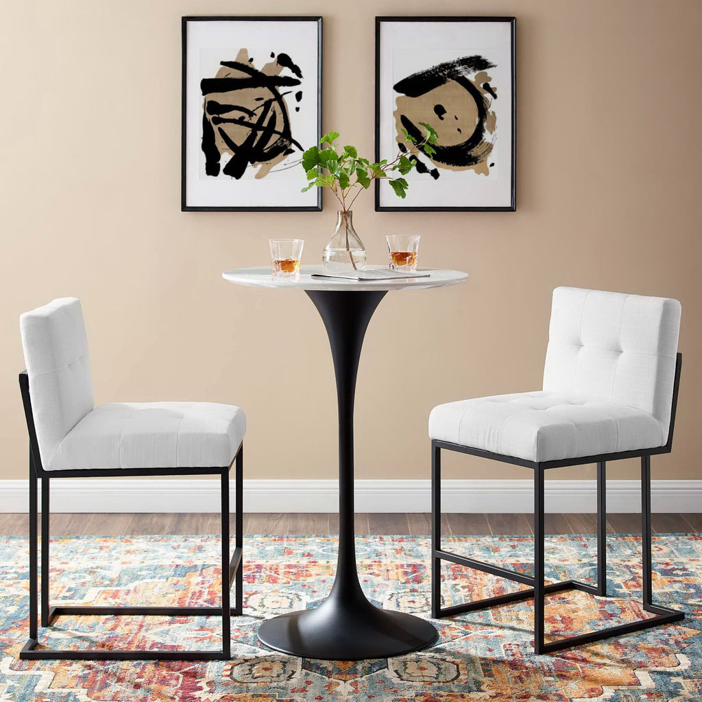 Privy Black Stainless Steel Upholstered Fabric Counter Stool Set of 2 by Modway