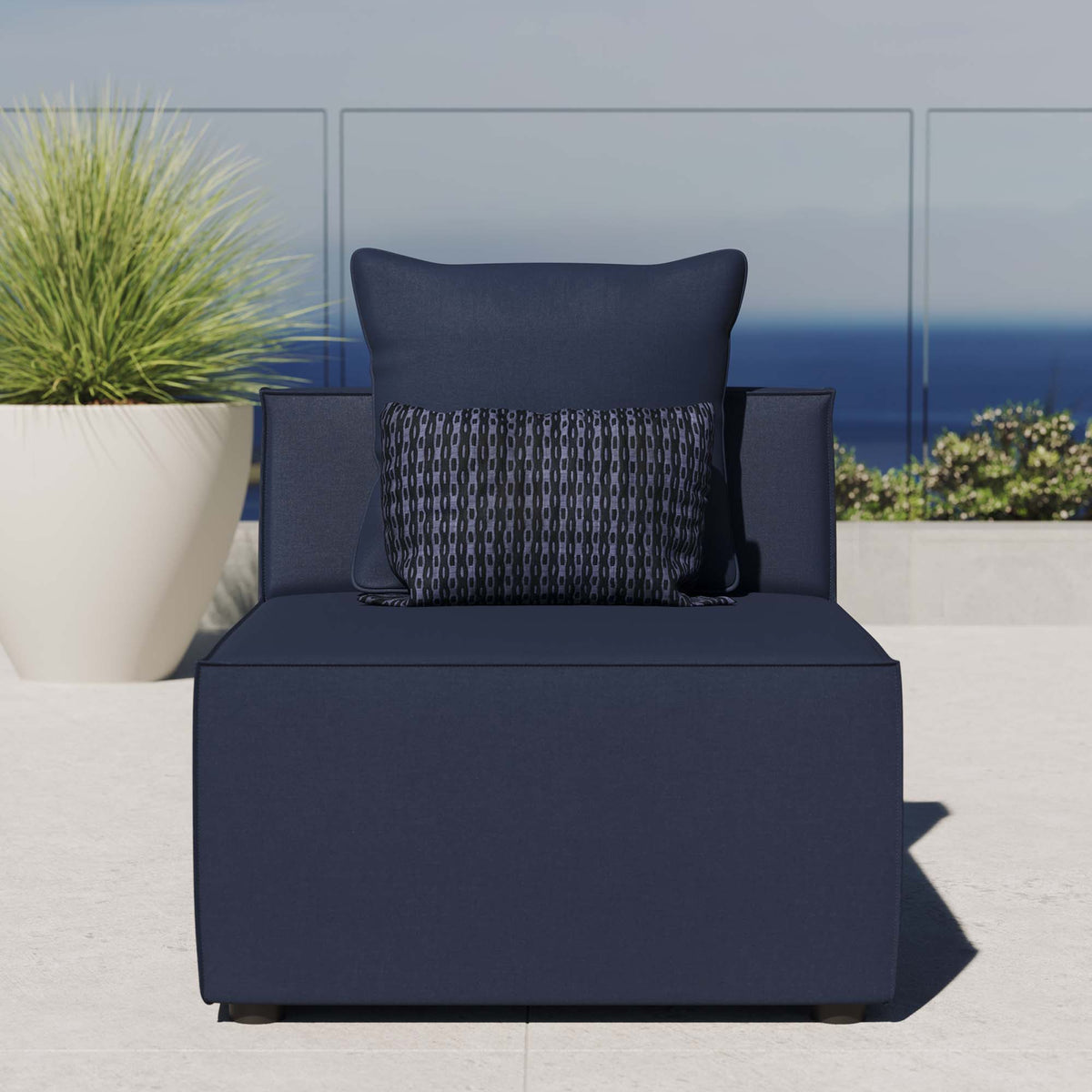 Saybrook Outdoor Patio Upholstered Sectional Sofa Armless Chair by Modway