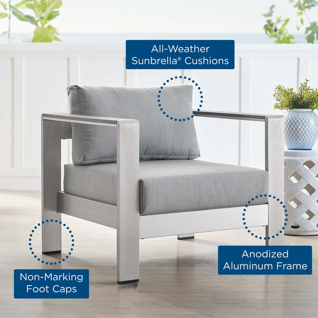 Shore Sunbrella® Fabric Aluminum Outdoor Patio Armchair by Modway