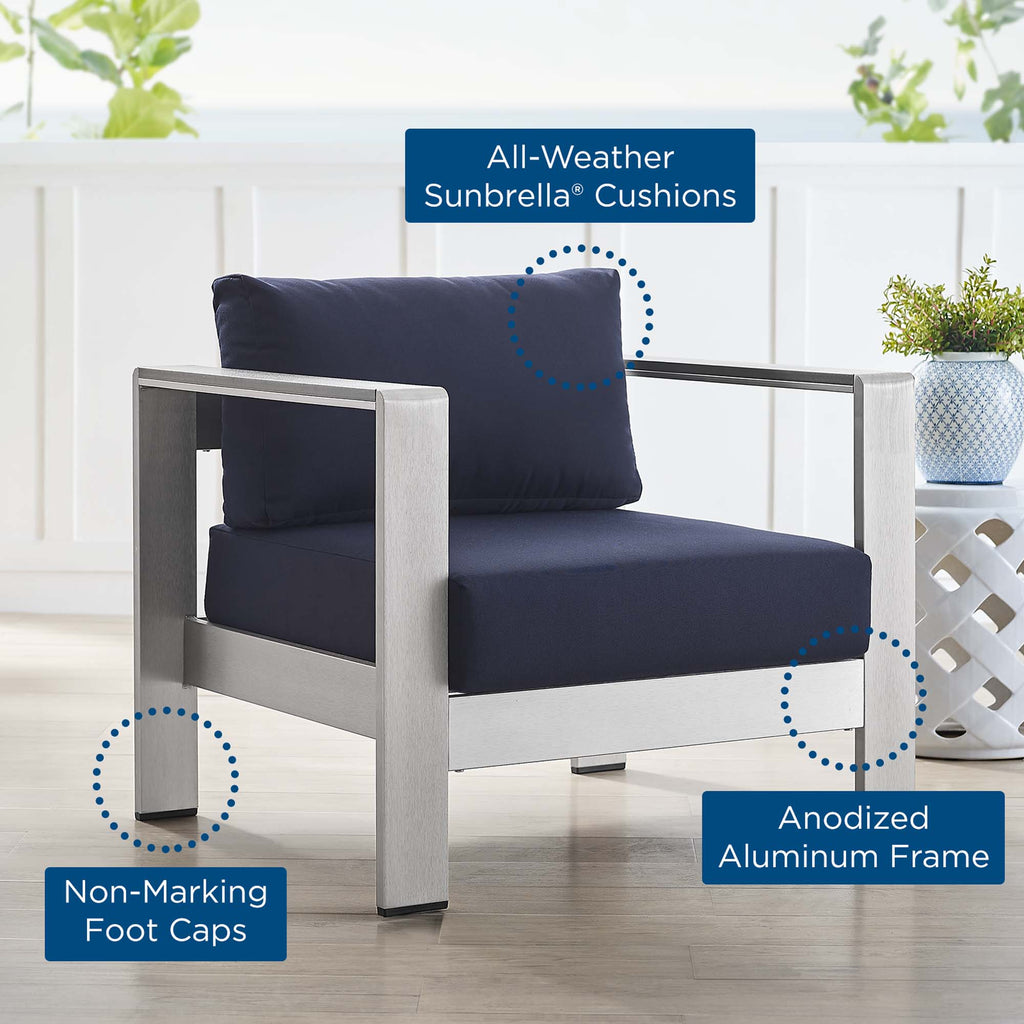 Shore Sunbrella® Fabric Aluminum Outdoor Patio Armchair by Modway