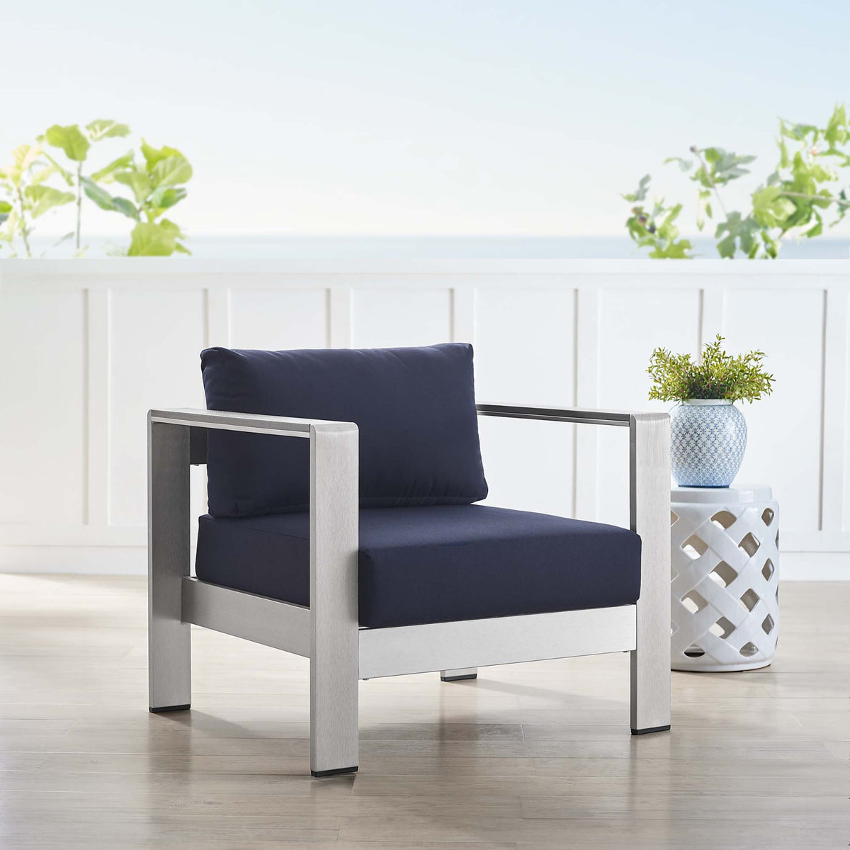Shore Sunbrella® Fabric Aluminum Outdoor Patio Armchair by Modway