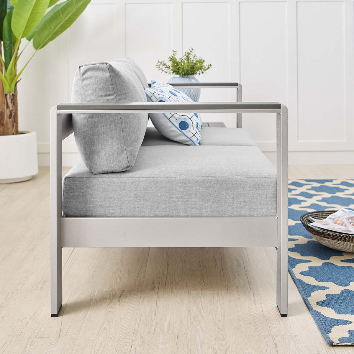 Shore Sunbrella® Fabric Aluminum Outdoor Patio Loveseat by Modway