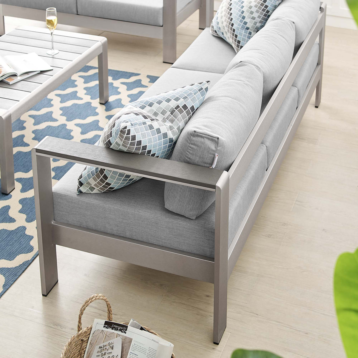 Shore Sunbrella® Fabric Aluminum Outdoor Patio Sofa by Modway