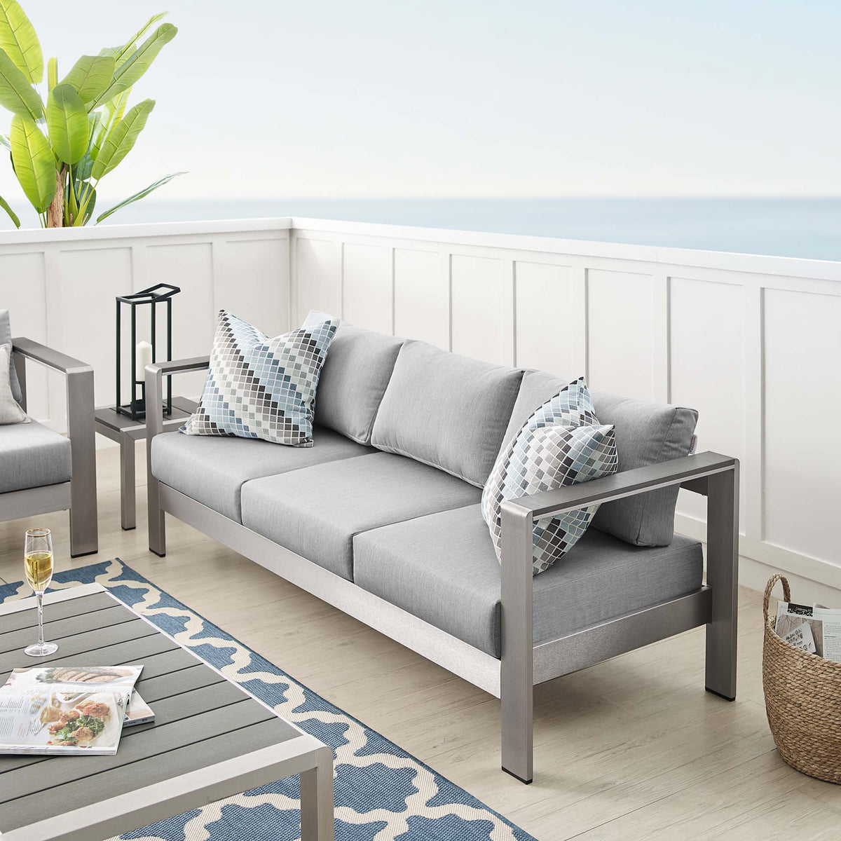 Shore Sunbrella® Fabric Aluminum Outdoor Patio Sofa by Modway