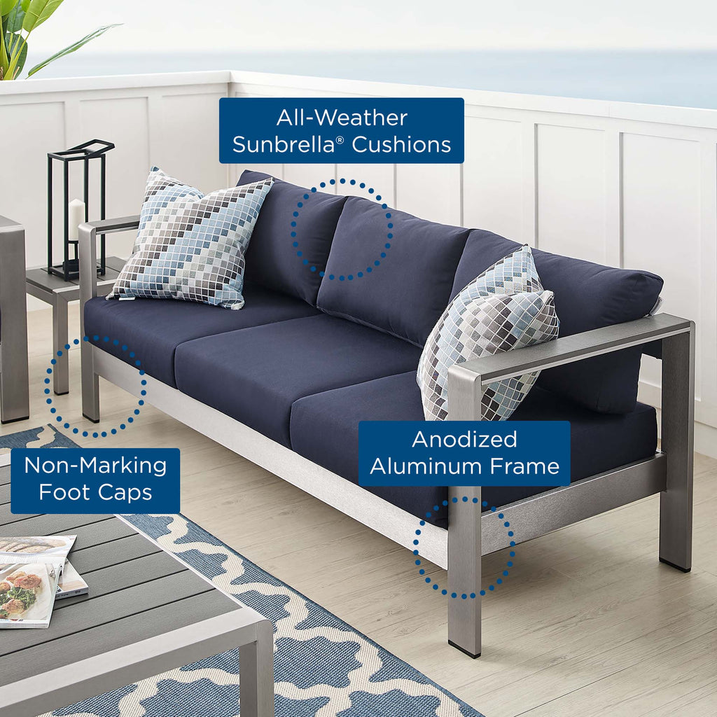 Shore Sunbrella® Fabric Aluminum Outdoor Patio Sofa by Modway
