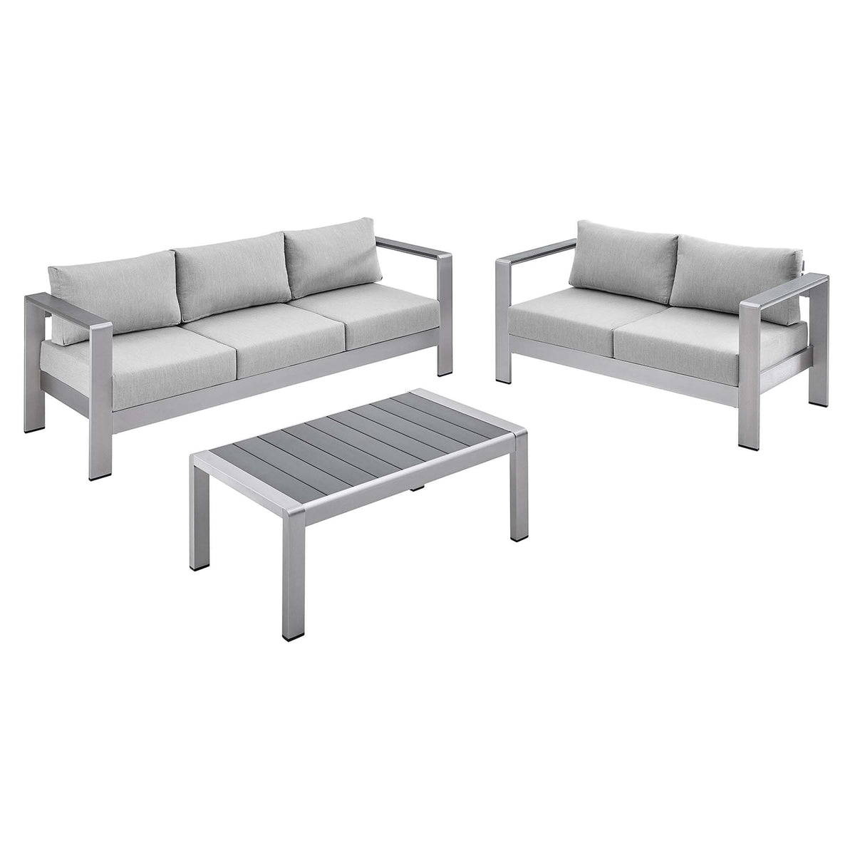 Shore 3 Piece Sunbrella® Fabric Outdoor Patio Aluminum Set by Modway