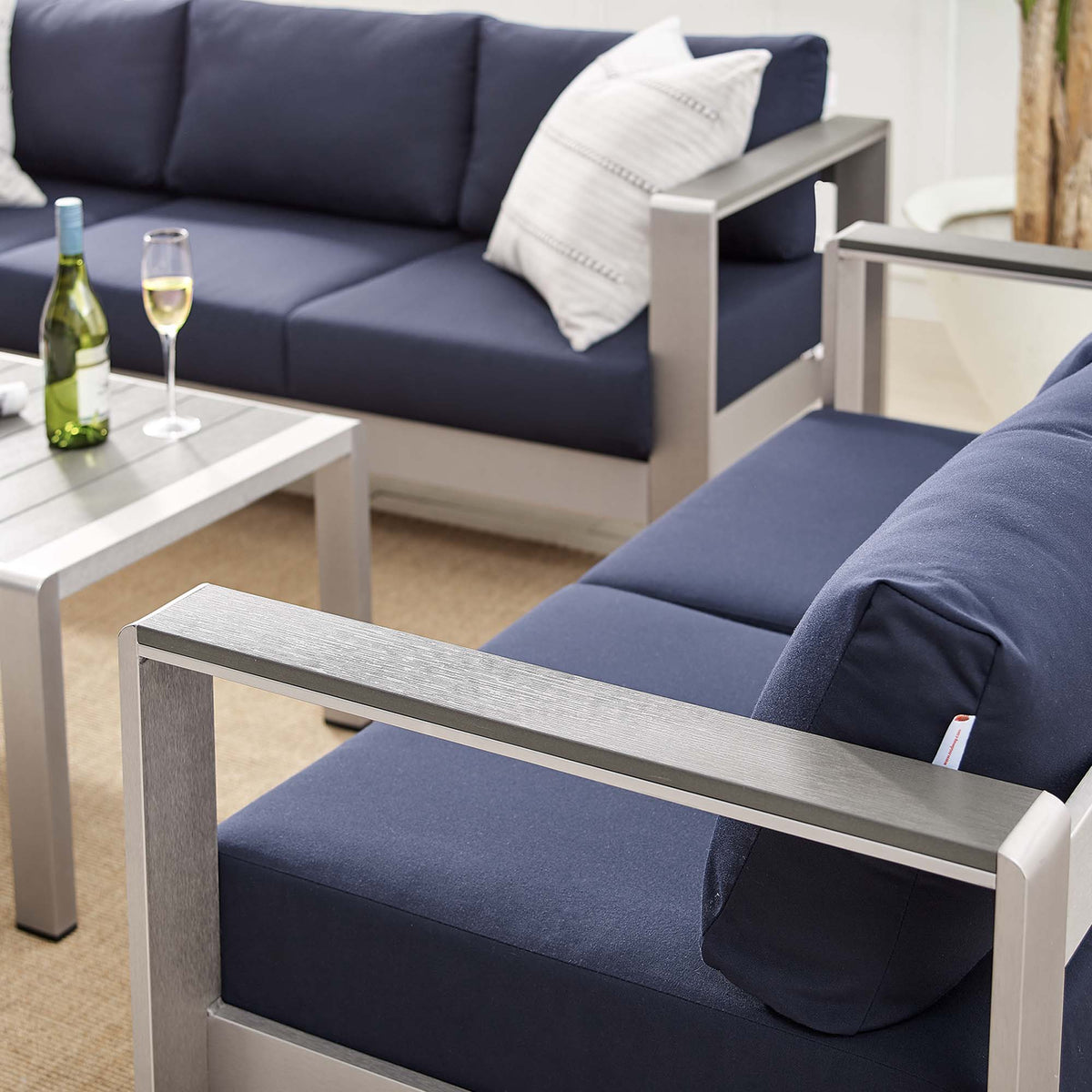 Shore 3 Piece Sunbrella® Fabric Outdoor Patio Aluminum Set by Modway