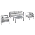 Shore 4 Piece Sunbrella® Fabric Outdoor Patio Aluminum Set by Modway