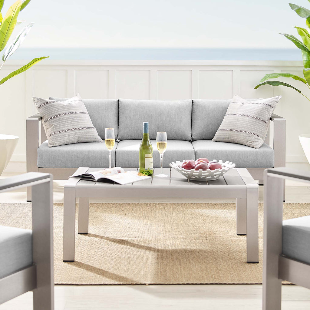 Shore 4 Piece Sunbrella® Fabric Outdoor Patio Aluminum Set by Modway