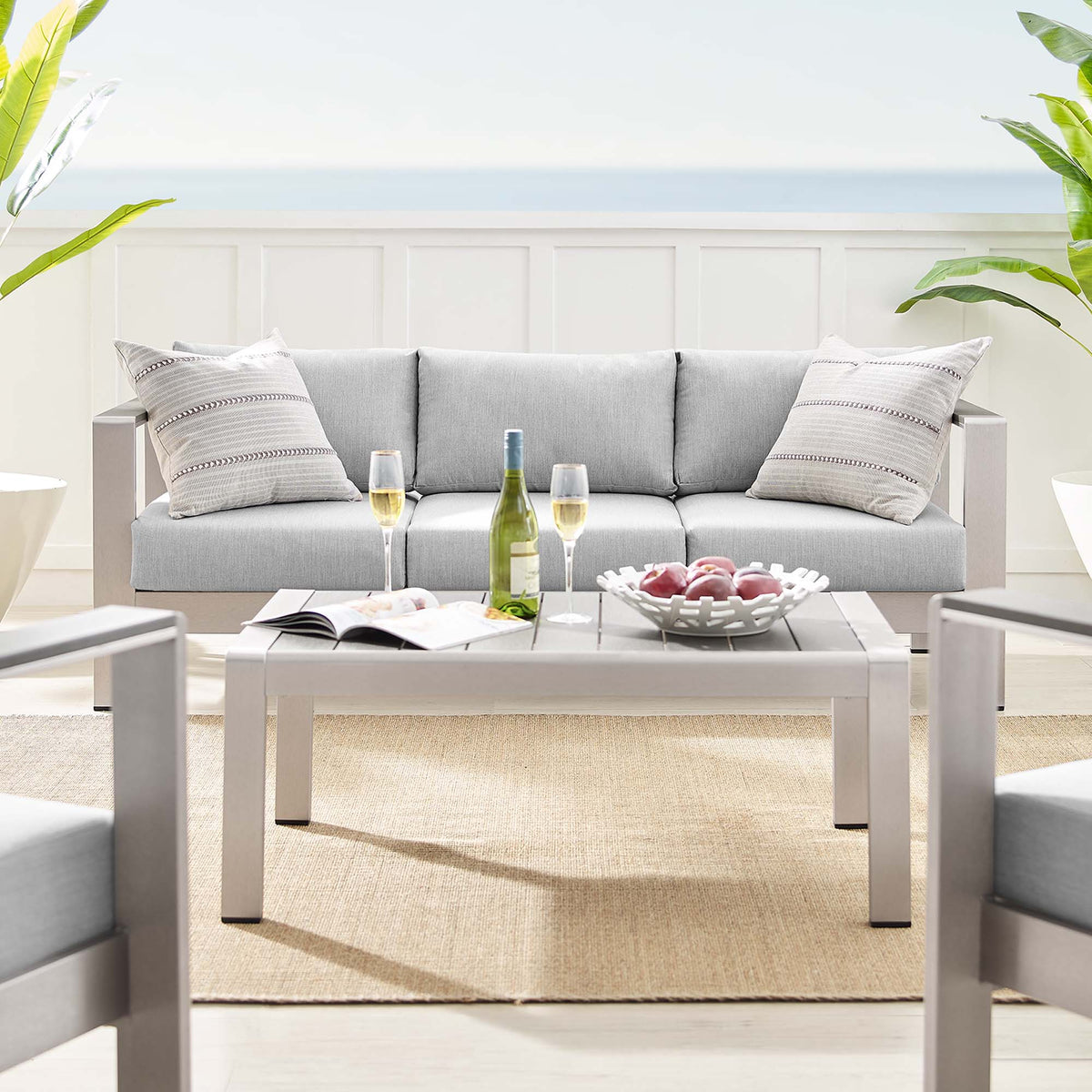 Shore 4 Piece Sunbrella® Fabric Outdoor Patio Aluminum Set by Modway