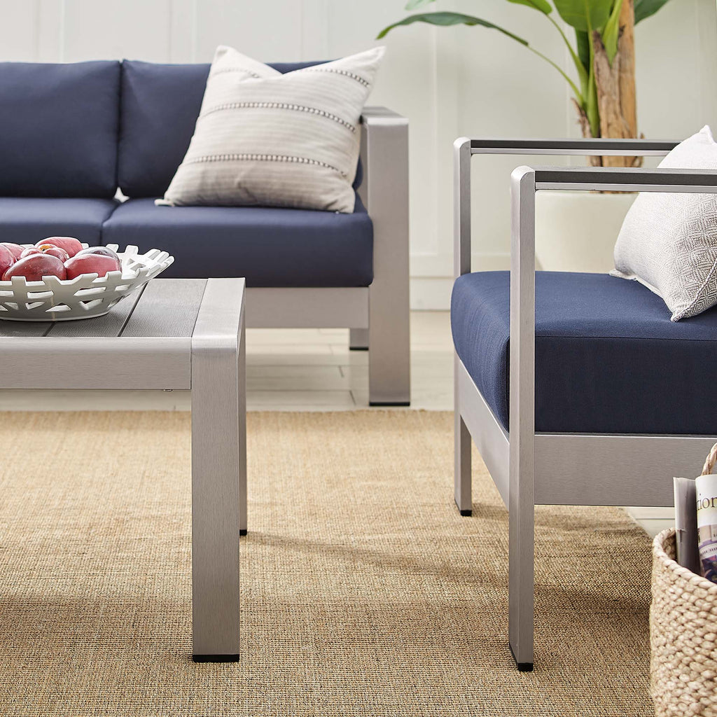 Shore 4 Piece Sunbrella® Fabric Outdoor Patio Aluminum Set by Modway