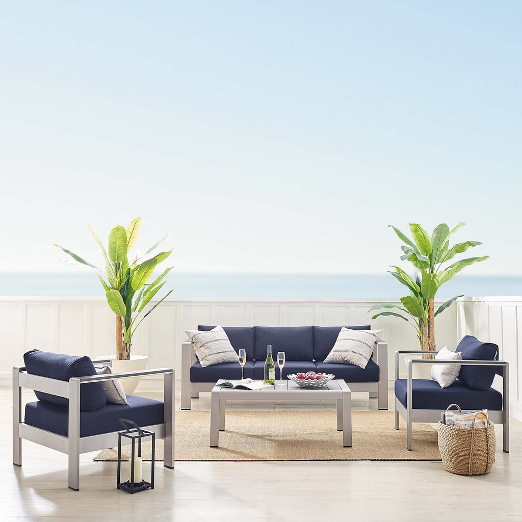Shore 4 Piece Sunbrella® Fabric Outdoor Patio Aluminum Set by Modway