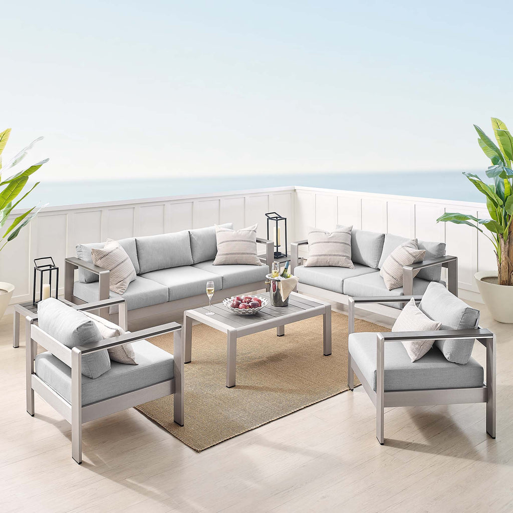 Shore 7 Piece Sunbrella® Fabric Outdoor Patio Aluminum Set by Modway